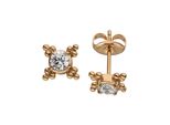 Paar Ohrstecker Jobo "Ohrringe 7 Mm", RoséGoldfarben, Weiß, Ohrringe, Damen, Edelstahl, Edelstahl RoséGoldfarben Beschichtet Mit Zirkonia