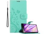 Cadorabo Custodia Per Sony Xperia 10 / Xperia XA3 Cover Protettiva In Turchese Cover Protettiva Custodia Per Cellulare Custodia Fiori Custodia Fiore