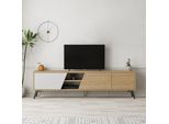 Skye Decor, Fiona - Quercia, Bianco, Porta Tv, Quercia, 100 % Slipboard Rivestito In Melamina, 180 X 35,6 X 48 Cm