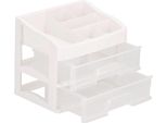 Organizzatore Per Cosmetici, In Plastica, 3 Livelli, 2 Cassetti, Bianco, 30X25X34 Cm, Springos