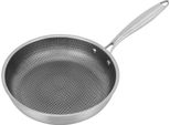 Padella Antiaderente A Nido D'ape - Padella/Padella Grill 28 Cm - Acciaio Inossidabile - Per Induzione - Coperchio In Acciaio Inossidabile - Manico 21,7 Cm - Grigio Chiaro