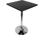 Tavolo Da Bar Quadrato - Tavolo Alto/Cocktail Table - Piano Girevole A 360° - Altezza Regolabile 70-90 Cm - Mdf E Acciaio Inox - Struttura In Argento - Nero