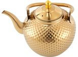 Teiera - Teiera E Caffettiera Da Cucina - Acciaio Inossidabile - 2,0 L - Con Filtro/Colino - Per Tè Sfuso E Tè Fiorito - Oro