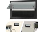 Finestra Per Camper/Caravan - Finestra Esterna - Vetro Temperato - Telaio In Alluminio - Zanzariera - Dimensioni Di Montaggio 50×35 Cm - Per Pareti Di Spessore 30-40 Mm - Angolo Di Apertura Massimo 85° - Nero. Angolo Di Apertura 85° - Nero