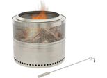 Focolare Pieghevole - Focolare Rotondo - Acciaio Inox 201 - Senza Fumo - Portatile - Alimentazione A Legna (Legna Non Inclusa) - Gancio Per Il Fuoco 63 Cm - Argento