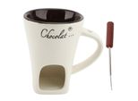 Tazza Per Fonduta Di Cioccolato, Scalda Burro In Ceramica, Accessorio Per Pentola Con Forchetta Per La Cucina, Bianco
