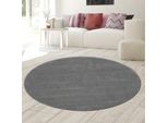 Tappeto Antracite Chiaro Tinta Unita Moderno Morbido Accogliente Stile Living Dimensioni - 160 Cm Rotondo