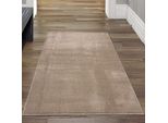 Tappeto Taupe Tinta Unita Caldo Moderno Morbido Stile Living Dimensioni - 60 X 110 Cm