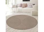 Tappeto Moderno Marrone Con Motivo Circolare 3D Per Soggiorni E Camere Da Letto Dimensioni - 120 Cm Rotondo