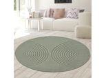 Tappeto Moderno Verde Con Motivo A Cerchi 3D Per Soggiorno E Camera Da Letto Dimensioni - 120 Cm Rotondo