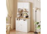 Credenza Per Sala Da Pranzo Merax Con 2 Cassetti E 4 Ante, Cassettiera Con Ampio Spazio Per Riporre Oggetti, Buffet Con Ante A Stalla Per Cucina E Soggiorno, Bianco