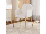 Sedie Da Sala Da Pranzo Merax Con Gambe Color Oro, Bracciolo, Sedia Da Sala Da Pranzo, Sedia Imbottita Teddy, Sedie Da Cucina, Sedia Lounge, Sedia Da Toilette, Beige