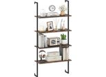 Costway Scaffale A Muro A 4 Livelli, Scaffale A Scala Galleggiante, Libreria A Scala In Legno A Parete Per Il Soggiorno, 76 X 30 X 163 Cm