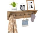 Ganci Da Parete Con Mensola Costway, Appendiabiti In Legno Da 80 Cm Con 6 Ganci, Borse E Accappatoi, Mensola Da Parete, Mensola Da Parete Per Soggiorno, Camera Da Letto E Bagno