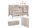 Kinderkraft Reisebett Joy 2 , Beige , 60x120 cm , zusammenklappbar, Ausstieg , Babymöbel, Babybetten, Reisebetten