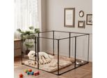 Recinto Per Cani - Box Per Cuccioli - 8 Pannelli Acrilico Trasparente - 122 X 122 X 76,5 Cm - Per Conigli, Cavie, Piccoli Animali - Grigio
