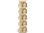 Libreria Girevole - Scaffale Fisso - Rotazione A 360° - Design Angolare - Struttura Snella - Mobile - Legno - Bianco