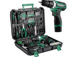 Valigetta Portautensili 138 Pezzi - Trapano Avvitatore A Batteria 12 V - Cricchetto - Bussole E Punte - Utensili In Metallo - In Valigetta - 38×29×8,5 Cm - Verde