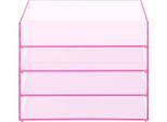 Organizzatore Da Scrivania In Acrilico - Contenitore - Impilabile - 4 Livelli - Rettangolare - Rosa