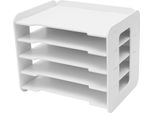 Organizer Da Scrivania - Portadocumenti/Portacorrispondenza - 5 Ripiani - 10 Kg Per Ripiano - Pvc - 34×25×26,5 Cm - Per L'ufficio E La Casa - Bianco