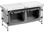 Tavolo Da Campeggio E Da Picnic - Tavolo Pieghevole In Alluminio - Altezza Regolabile 62/69,5 Cm - Dimensioni 120 X 47 Cm - Per 4 Persone - Grigio Chiaro