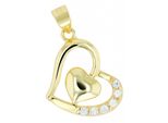 KettenanhäNger Adelia´s "Trendiger Herz AnhäNger Aus 925 Sterling Silber", Silber, SchmuckanhäNger, Damen, Silber 925 (Sterlingsilber), KettenanhäNger