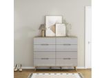 Kommode Otto Home "Lund", Natur, B:120Cm H:95Cm T:40Cm, Sideboards, Kommode, Mit GläNzenden Fronten, Griffmulden, Helles Holzdekor, Breite 120 Cm