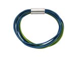 Armband Zeeme "Leder 9-Reihig TüRkis Mit Magnetverschluß Aus Stahl 19Cm Lang", Blau (TüRkis), ArmbäNder, Damen, 19Cm, Edelstahl, GläNzend, Armband