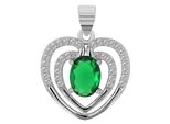 KettenanhäNger Adelia´s "Eleganter Herz AnhäNger Aus 925 Sterling Silber", GrüN, SchmuckanhäNger, Damen, Silber 925 (Sterlingsilber), KettenanhäNger