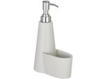 Seifenspender "Simra", Beige, Kunststoff, Polyresin (Kunststein), SchÖNer WOHNEN-KOLLEKTION, Dosierspender, Seifenspender, SpüLmittelspender Mit Schwammablage, Hochwertige Keramik, 300 Ml