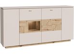 Highboard Forte "Louoto", Beige (Sand, Artisan Eiche), B:199,5Cm H:101,2Cm T:41,6Cm, Holzwerkstoff, Sideboards, Highboard, Sideboard, Metallgriffe, Stauraum, Soft Close, HöHe 101,2Cm, Topseller