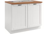 SpüLenschrank Home Affaire "Teramo", Weiß, Honig, B:100Cm H:85Cm T:60Cm, Massivholz, SchräNke, SpüLenschrank, Breite 100 Cm, Inkl. EinbauspüLbecken