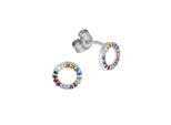 Paar Ohrstecker Vivance "925/- Sterling Silber Rhodiniert Kristall Bunt", Weiß (Weiß, Bunt), Ohrringe, Damen, One-Size, Silber 925 (Sterlingsilber)