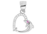 KettenanhäNger Adelia´S "Zeitloser Herz AnhäNger Aus 925 Sterling Silber", Pink, SchmuckanhäNger, Damen, Silber 925 (Sterlingsilber), KettenanhäNger