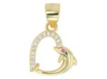 KettenanhäNger Adelia´s "Stylischer Herz AnhäNger Aus 925 Sterling Silber", Pink, SchmuckanhäNger, Damen, Silber 925 (Sterlingsilber), KettenanhäNger