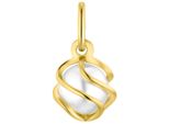 KettenanhäNger Amor "Perle", Gold (Gelbgoldfarben, Weiß), SchmuckanhäNger, Damen, Gelbgold 375, 0,47 G, KettenanhäNger, Made In Germany - Mit Wachsperle