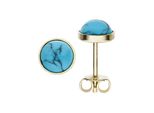 Paar Ohrstecker Jobo, Gold (Gelbgold 333), Ohrringe, Damen, 6,8Mm, Gelbgold 333, Rund 333 Gold Mit TüRkis