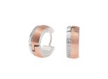 Paar Creolen Firetti "Schmuck Geschenk Ohrschmuck Bicolor Glitzernd", Rosa (Edelstahlfarben, RoséGoldfarben, Kristallweiß), Ohrringe, Damen, 13Mm, Edelstahl, Mit Zirkonia (Synth.)