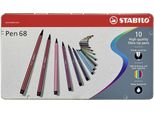 Stabilo® 6810-6 Pennarello Premium - Penna 68 - Confezione In Metallo Da 10 Pezzi - Con 10 Colori Diversi