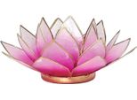 Portacandele Lotus Rosa/Bianco Color Oro -- 13,5 Cm