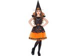 Costume Da Strega Zucca Per Ragazze Costume Di Halloween Nero-Arancio