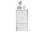 Comodino Fmd Con 3 Cassetti Bianco Lucido
