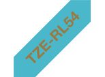 Nastro Tessile Tze-Rl54 Non Adesivo Oro Su Azzurro 24 Mm X 4 M