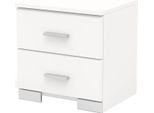 Cosmos Comodino Con 2 Cassetti - Contemporaneo - Decoro Bianco - L 39,5 Cm