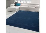 Tappeto Moderno A Pelo Corto Tappeto Soggiorno Di Design Uni Blu Dimensioni - 120 X 170 Cm