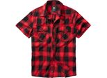 Brandit - Checked Flanell Kurzarm Hemd Rot / Schwarz - 7XL