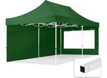 Toolport 3X6M Gazebo Pieghevole Con Laterali (Finestre Panoramiche), Economy Acciaio, Verde Scuro