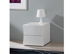 Comodino Di Design In Bianco Lucido, 2 Cassetti, Camera Da Letto, Arco Smart