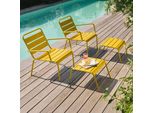 Set Di 2 Poltrone Relax Con Poggiapiedi In Metallo Giallo - Oviala Palavas