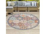 Tappeto Orientale Per Interni Ed Esterni Con Ornamenti Multicolore Dimensioni - 120 Cm Rotondo